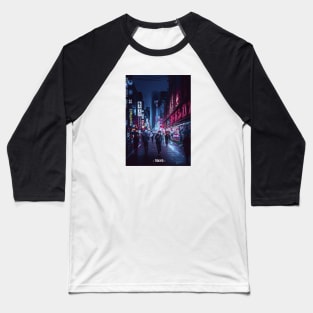 Tokyo Street Neon Synthwave Baseball T-Shirt